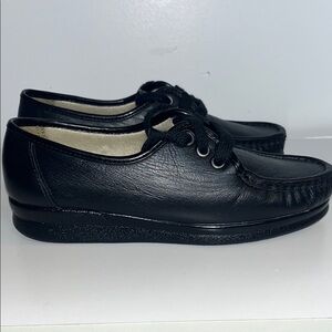 Softspots Annie Lo Sz 7 Women’s Lace-Up Shoe Black Leather Upper #comfort
